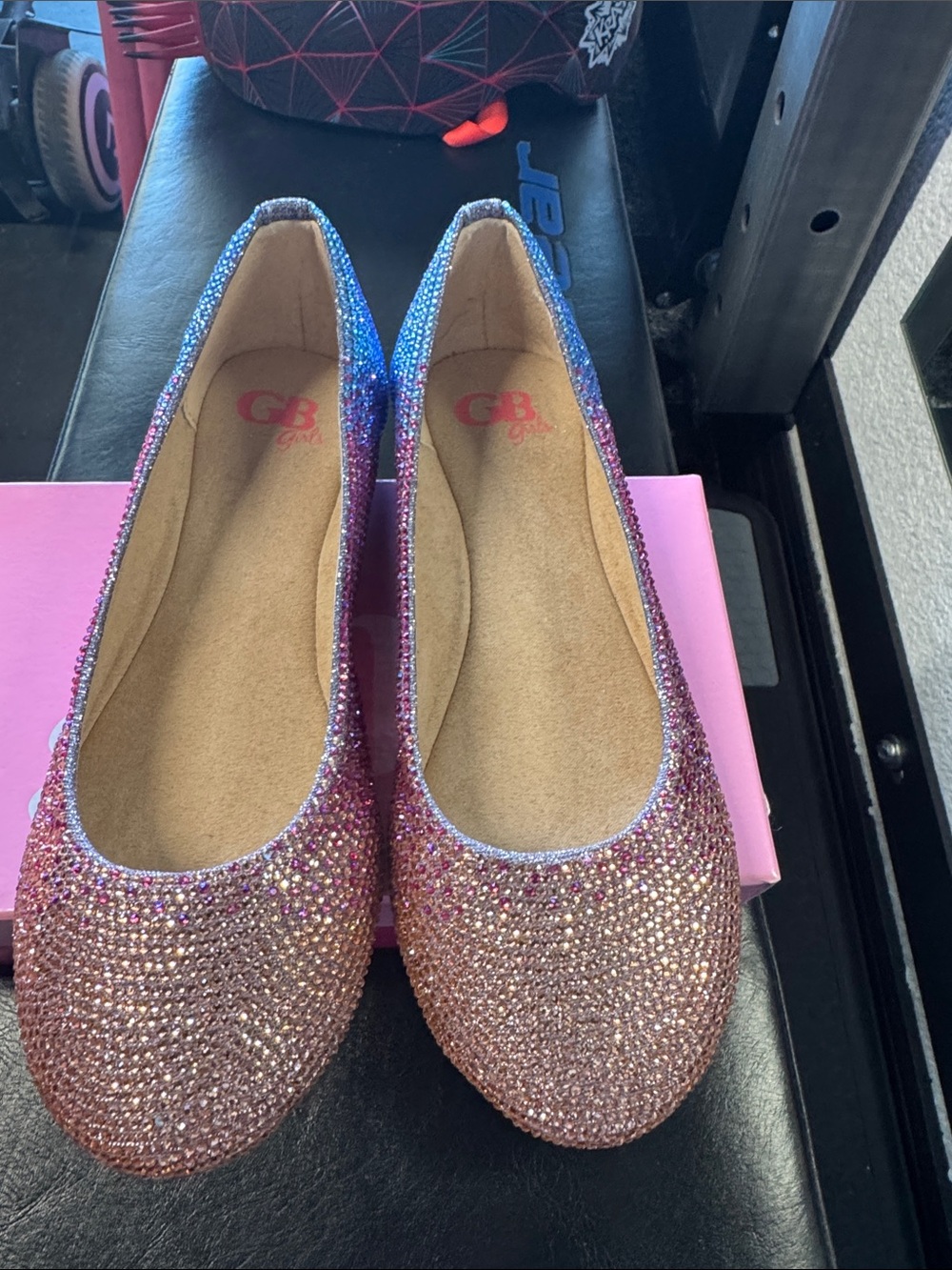 GB girls Pink-to-Blue Ombre Crystal Flats